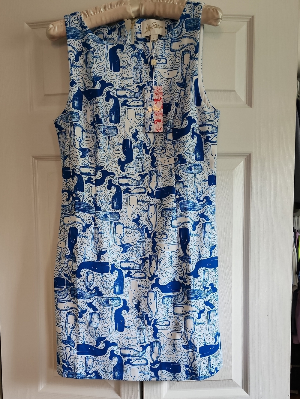 Lilly Pulitzer Blue & White Sleeveless Printed Shift Dress